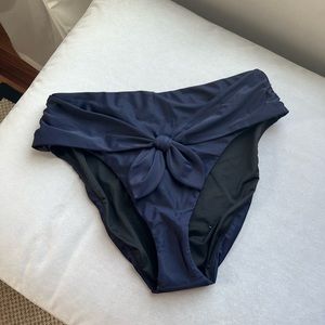 NWT J crew tie high rise bikini bottoms in navy